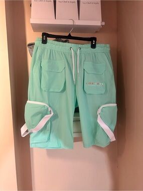 Mint Green Cargo Shorts for Men